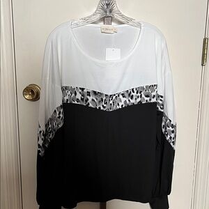 Stylish ninexis Black and White Long Sleeve Top